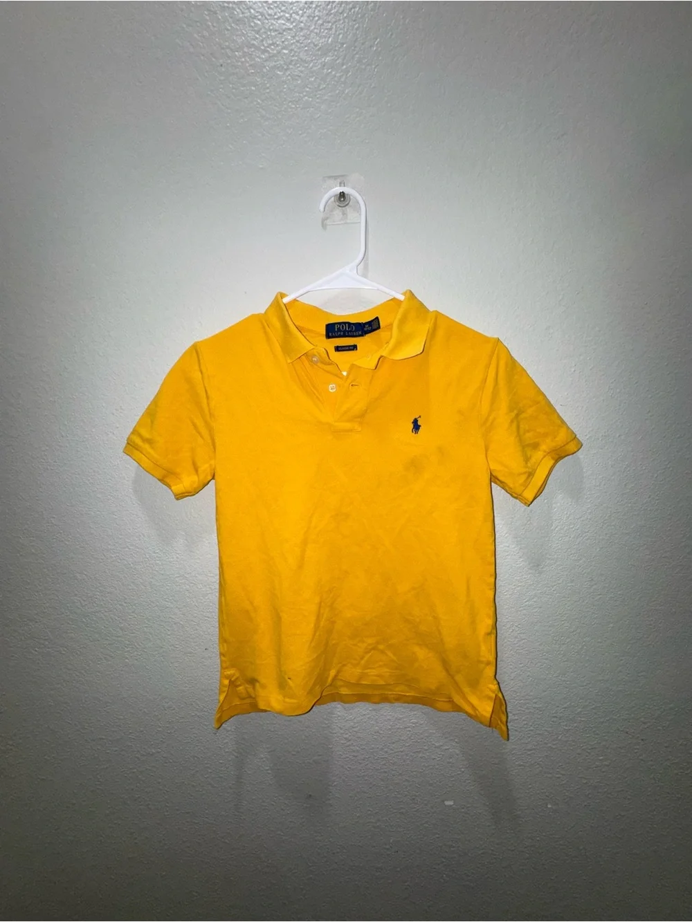 Ralph Lauren Boys' Bright Yellow Polo Shirt with Navy Pony - read description
